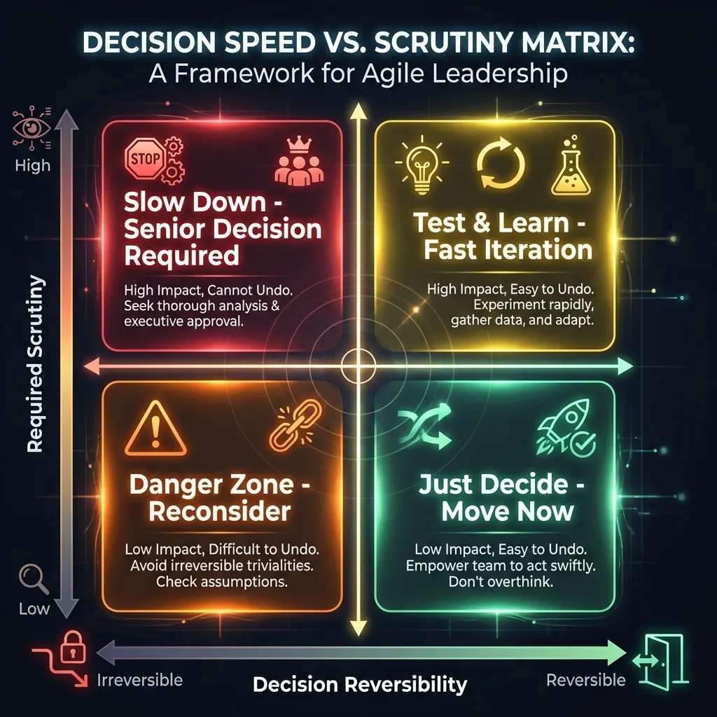 Matrix showing when to move fast versus slow for reversible vs irreversible decisions